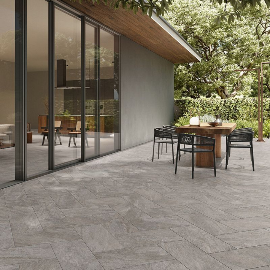 Керамогранит 120x60 Quarzite Essence матовая, противоскользящая, рельефная серый камень 9мм Caesar Керамогранит 120x60 Quarzite Essence матовая, противоскользящая, рельефная серый камень 9мм Caesar