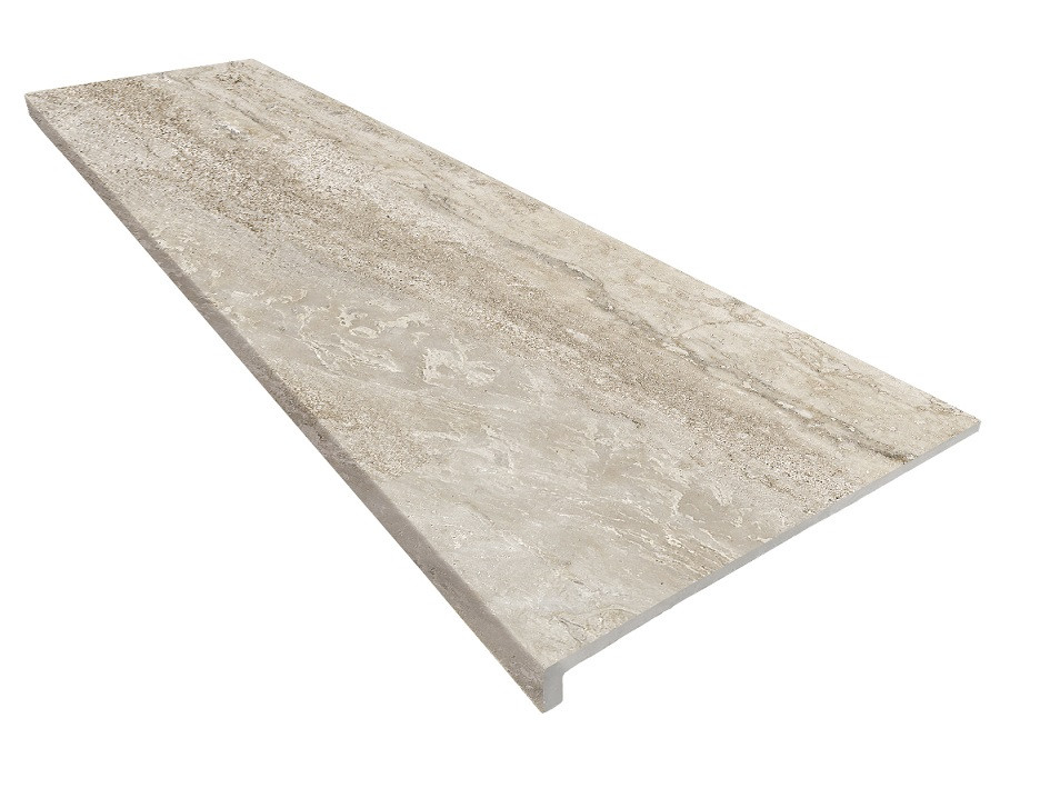 Монолитная ступень 120x33 Marbles Travertino Кантиковая R11/с противоскользящая светло-бежевый 12мм Exagres Монолитная ступень 120x33 Marbles Travertino Кантиковая R11/с противоскользящая светло-бежевый 12мм Exagres