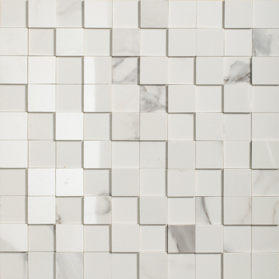 Плитка мозаика 3x3 I Classici Statuario Mos. 3D Mix микс сатинированная/полированная 10мм Rex Плитка мозаика 3x3 I Classici Statuario Mos. 3D Mix микс сатинированная/полированная 10мм Rex