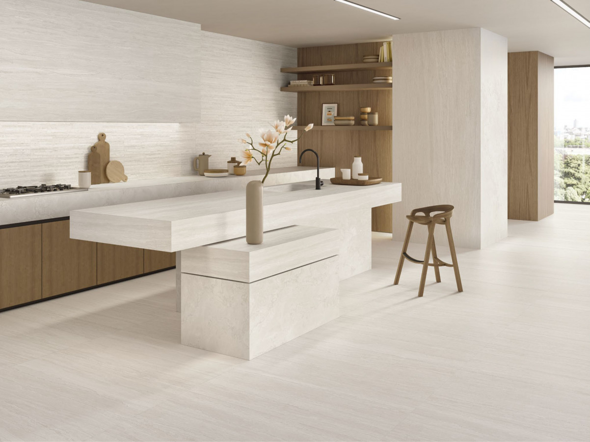 Керамогранит 120x60 Decoro Lines Talc Nat Portland Stone рельефная, структурированная белый камень 9мм Ergon Керамогранит 120x60 Decoro Lines Talc Nat Portland Stone рельефная, структурированная белый камень 9мм Ergon