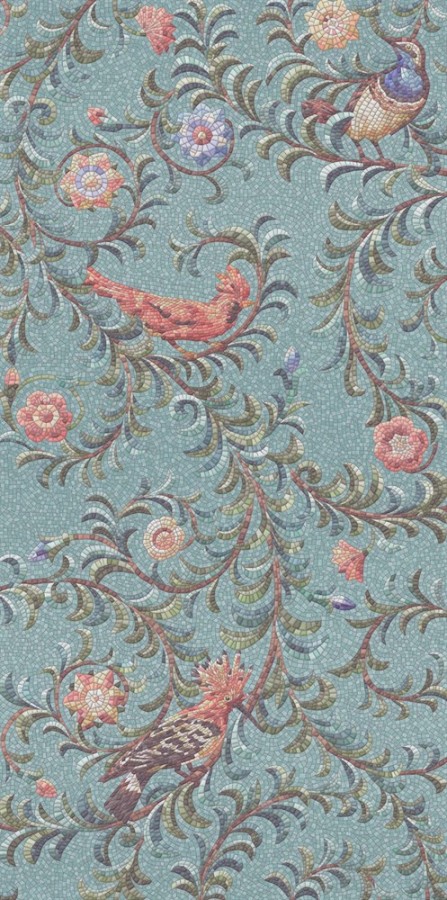 Керамическая Плитка 180x120 9мм KMP2STA004BR3X Панно Райский сад бирюзовый матовый обрезной из 3-х частей матовая Kerama Marazzi Керамическая Плитка 180x120 9мм KMP2STA004BR3X Панно Райский сад бирюзовый матовый обрезной из 3-х частей матовая Kerama Marazzi