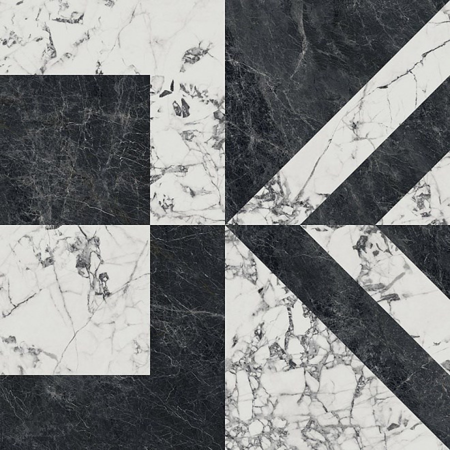 Керамогранит 120x120 9мм SG013322R Бьянко Неро белый чёрный лаппатированный обрезной лаппатированная полированная Kerama Marazzi Керамогранит 120x120 9мм SG013322R Бьянко Неро белый чёрный лаппатированный обрезной лаппатированная полированная Kerama Marazzi