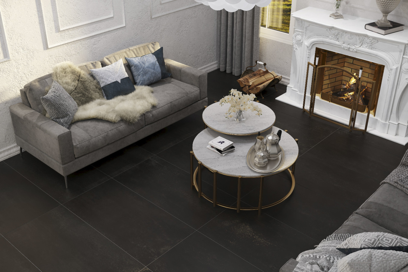 Керамогранит 120x60 10мм GRS07-01 Madain Plumb матовая цемент черный Gresse Керамогранит 120x60 10мм GRS07-01 Madain Plumb матовая цемент черный Gresse