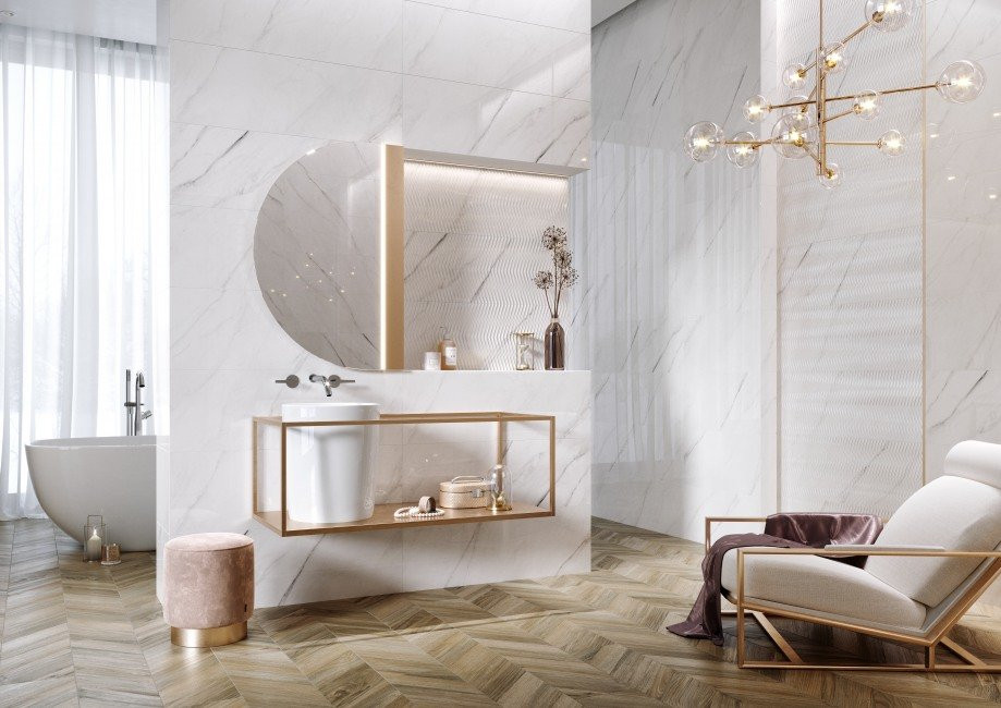 Плитка 89x29 11мм Carrara Chic рельеф шеврон белый O-CCH-WTA052 глянцевая Meissen Плитка 89x29 11мм Carrara Chic рельеф шеврон белый O-CCH-WTA052 глянцевая Meissen
