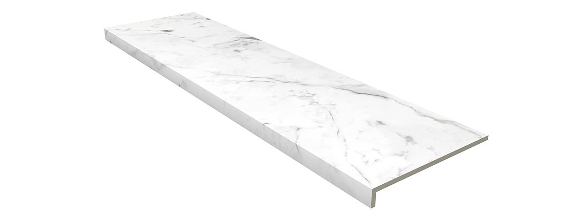 Ступень фронтальная 120x32 Marble Anti Slip Rect. Carrara Blanco противоскользящая Gres de Aragon Ступень фронтальная 120x32 Marble Anti Slip Rect. Carrara Blanco противоскользящая Gres de Aragon